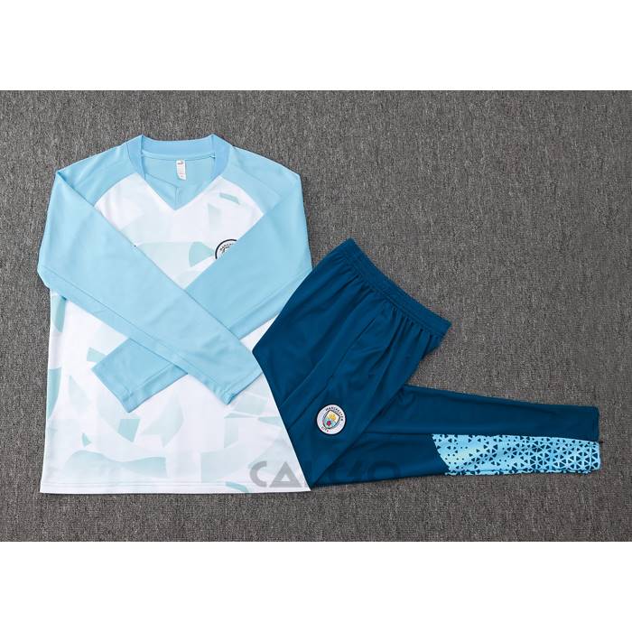 Tuta da Track di Felpa Manchester City 2024 Blu e Bianco